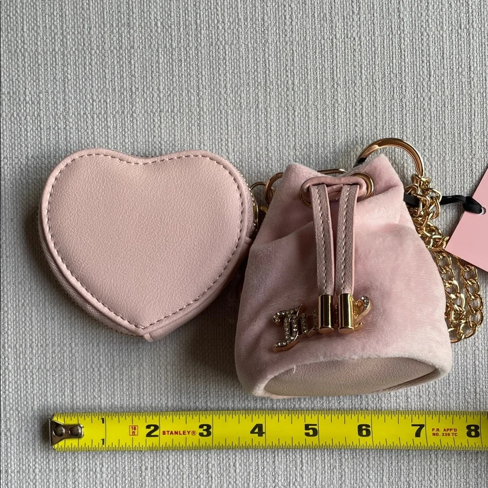 Juicy Couture angel Velvet Drawstring and heart micro bags - pink clay